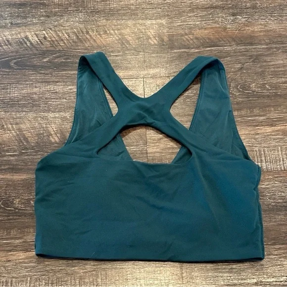 💚 Lululemon Storm Teal Bend this scoop and cross Sports Bra size S/M - Picture 4 of 6